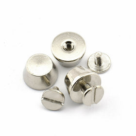 LQ Industrial 4-Pack 1/2" Purse Handbag Feet Nailhead Flat Stud Solid Brass Screw-Back Spike Metal Cone Studs Rivet Leather Craft DIY Silver