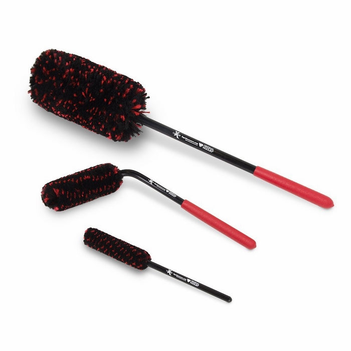Liquid X Original Wheel Woolies Brushes 3 Piece Kit - Includes Angled Caliper Spoke Brush - USA MADE - Black - NEW & IMPROVED