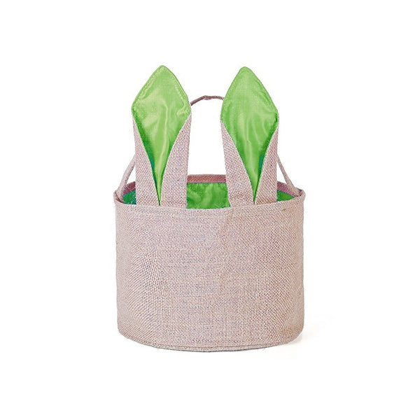 Easter Egg Basket for kids Bunny Burlap Bag to Carry Eggs Candy and Gifts (Green)