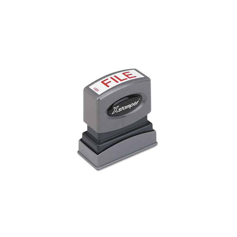 Xstamper One-Color Title Message Stamp, File, Pre-Inked/Re-Inkable, Red (1051)