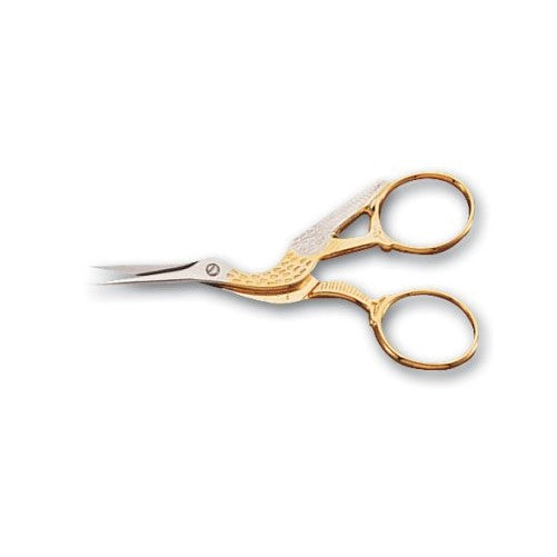 Mundial 3-1/2-Inch Classic Forged Stork Embroidery Scissors, Gold Plated Finish