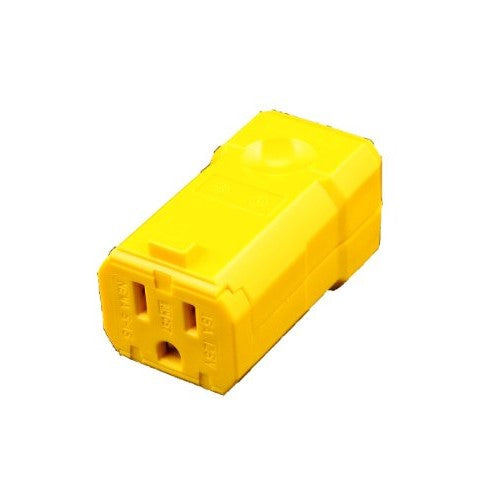 Leviton 5259-VY 15 Amp, 125 Volt, Connector, Straight Blade, Industrial Grade, Grounding, Python, Yellow