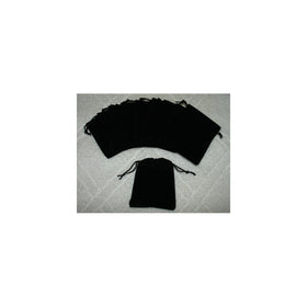 (10) Small Velvet Black Pouches With Drawstrings