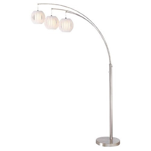 Lite Source LS-8871PS/WHT Deion 3-Lite Arch Lamp, Polished Steel with White Shade