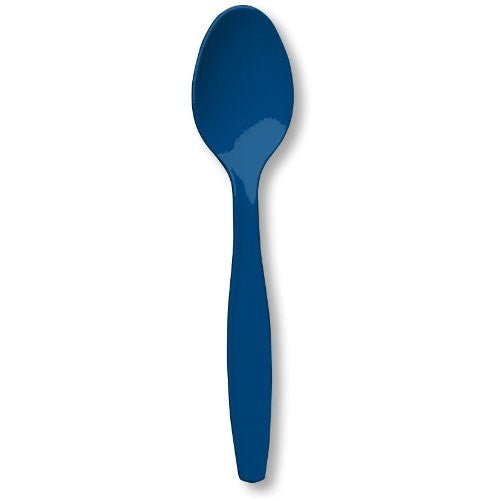 Creative Converting Touch of Color Premium 24 Count Plastic Spoons, Navy