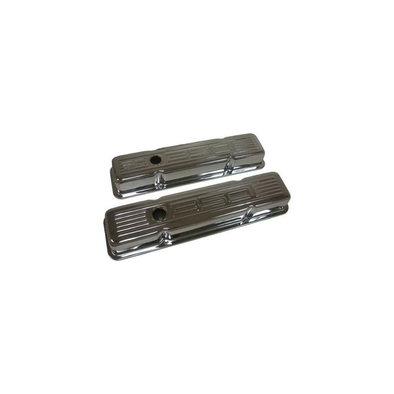 1958-86 Chevy Small Block 350 Tall Steel Valve Covers - Chrome w/ 350 Logo