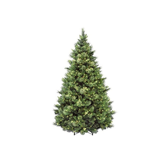 National Tree 7.5 Foot Carolina Pine Tree with Flocked Cones and 750 Clear Lights, Hinged (CAP3-306-75)