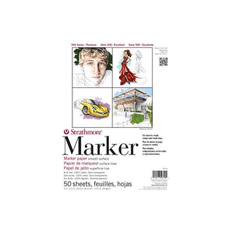Strathmore 500 Series Marker Pad, 9"x12" Tape Bound, 50 Sheets