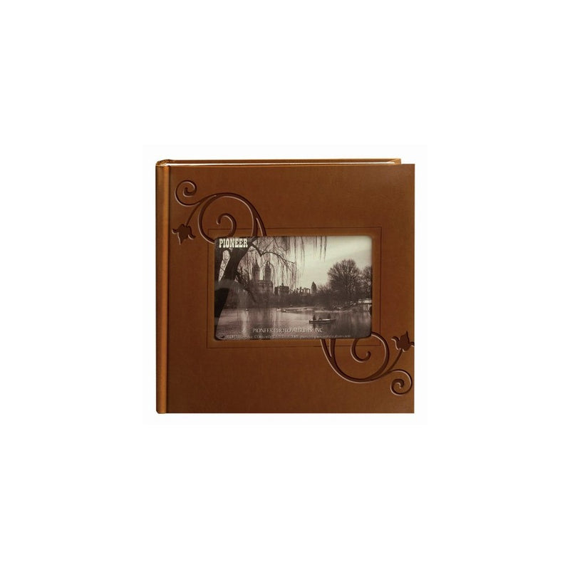 Pioneer Embossed Floral Frame Leatherette Cover Photo Album, Brown (4"x6")