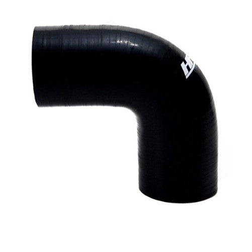 HPS HTSEC90-162-BLK Silicone High Temperature 4-ply Reinforced 90 degree Elbow Coupler Hose, 75 PSI Maximum Pressure, 3.75" Leg Length on each side, 1-5/8" ID, Black