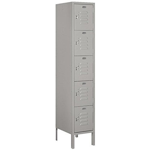 Salsbury Industries 65155GY-U Five Tier Box Style 12-Inch Wide 5-Feet High 15-Inch Deep Unassembled Standard Metal Locker, Gray