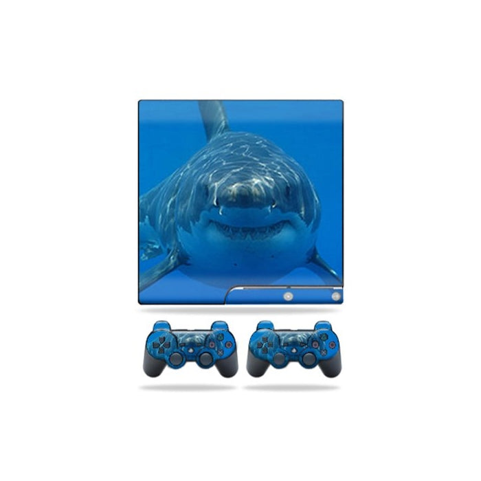 Protective Vinyl Skin Decal Cover for Sony Playstation 3 PS3 Slim Skins 2 Controller Skins Sticker Shark