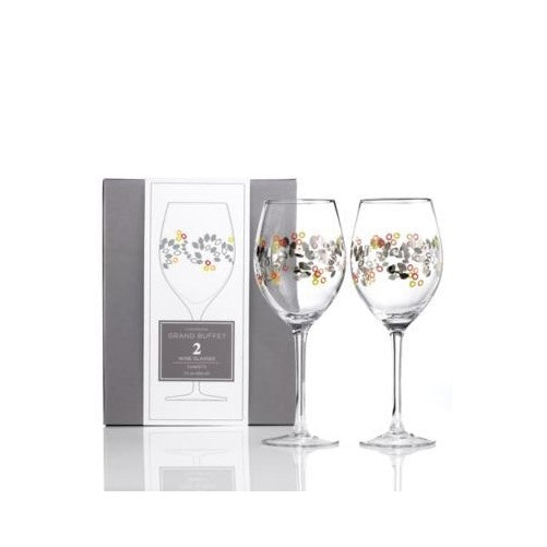 Charter Club Grand Buffet Set of 2 Mod Confetti 17.1 oz Wine Glasses