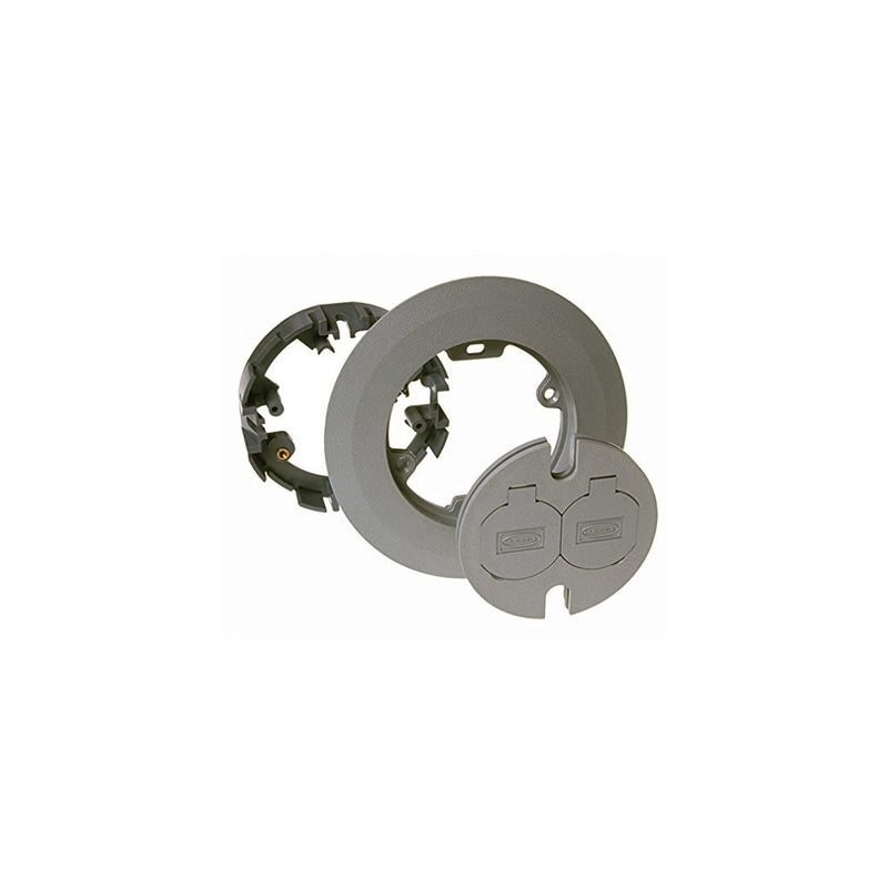 Hubbell-Raco 6299 Nonmetallic Round Floor Box Cover Kit with 2 Lift Lids for Use with 5511 Floor Box, Gray