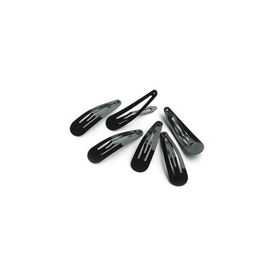 Just Basic Black Metal Hair Snap Clips, Set of 12