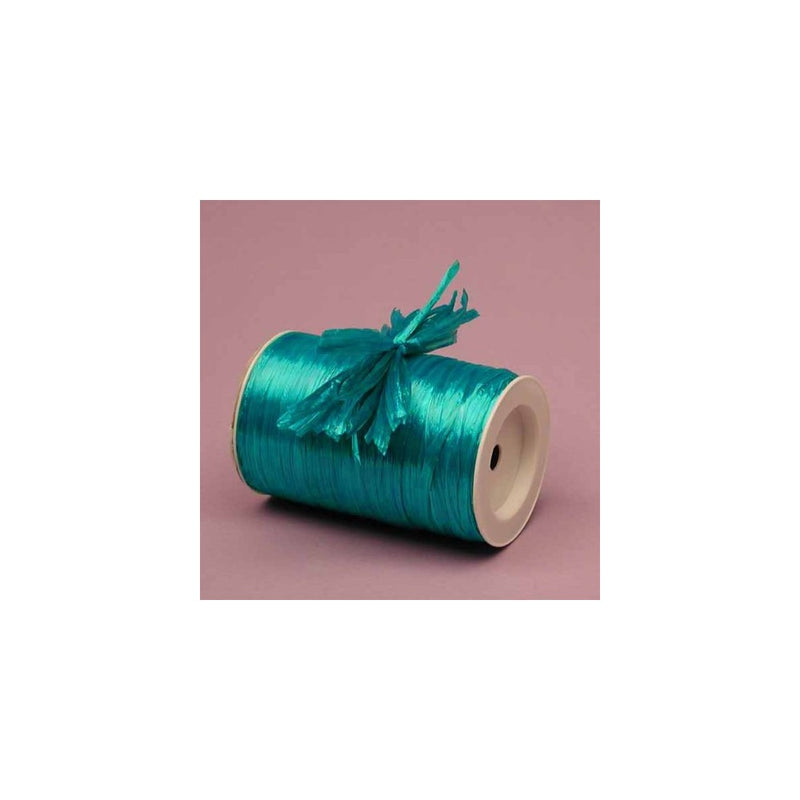 Aqua Metallic Raffia Ribbon, 1/4" X 100 Yards