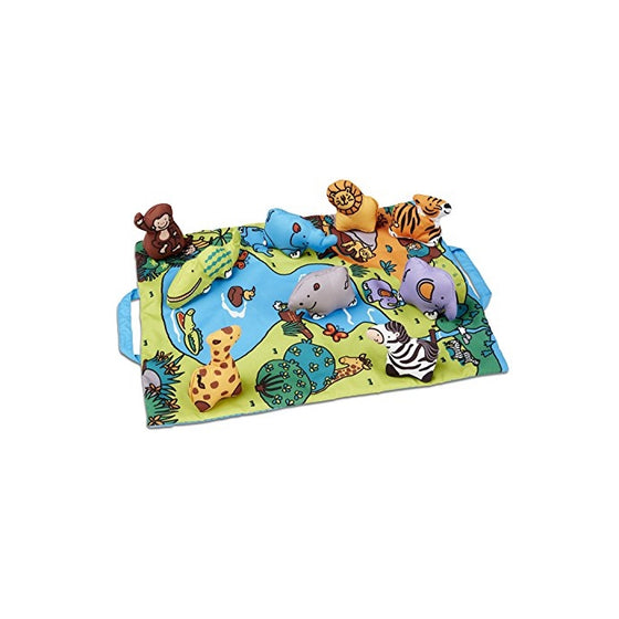 Melissa & Doug Take-Along Folding Wild Safari Play Mat (19.25 x 14.5 inches) With 9 Animals