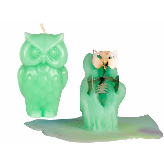 Owl Candle – Unscented – Skeleton Candles – Green