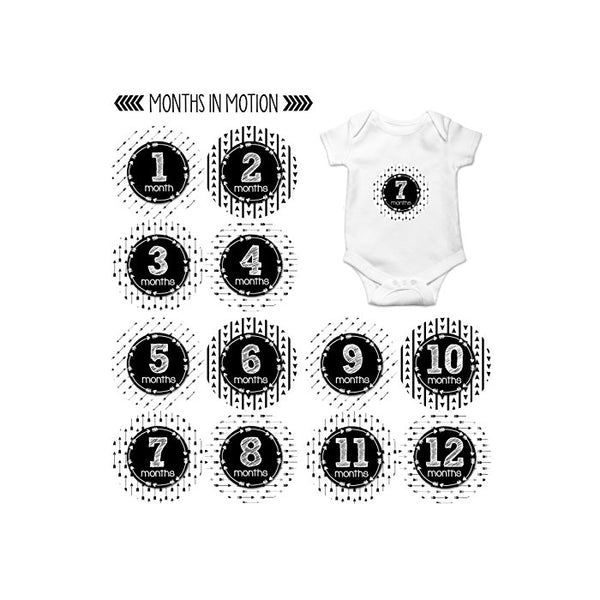 Months In Motion - Baby Month Stickers - Monthly Baby Sticker for Boys or Girls- Tribal Arrows (1071)