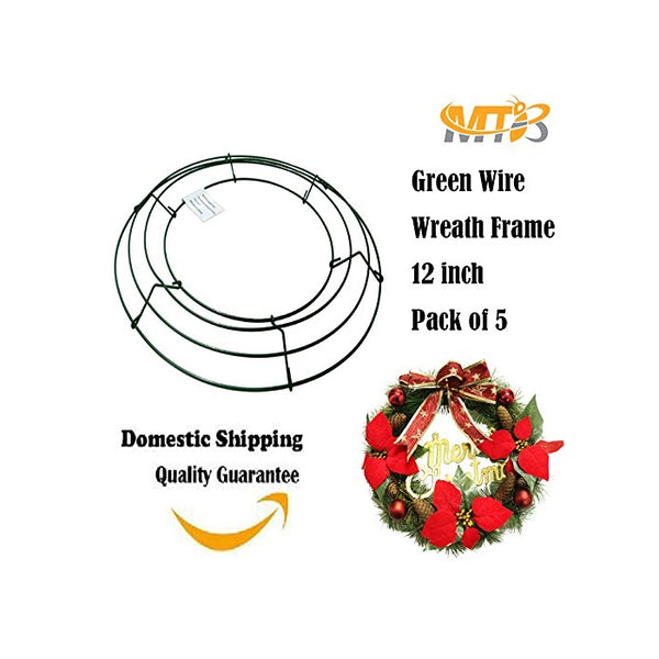 MTB Wire Wreath Frame 12 inch Green, Pack of 5 (Also Sold as Pack of 1)