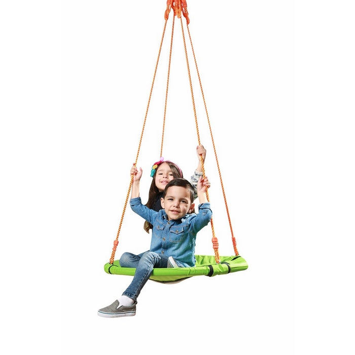 SLIDEWHIZZER AKC Kinetics Outdoor Round Spinner Tree Swing - Large 30” Saucer Swing in Green - Durable Steel Frame - Waterproof - Adjustable Ropes - Easy to Install - Summer Backyard Fun for Kids