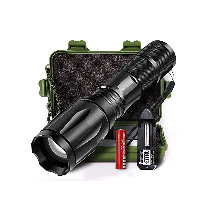 MIZOO LED Flashlight Torch Adjustable Focus Zoomable Mini Super Bright Torchlight