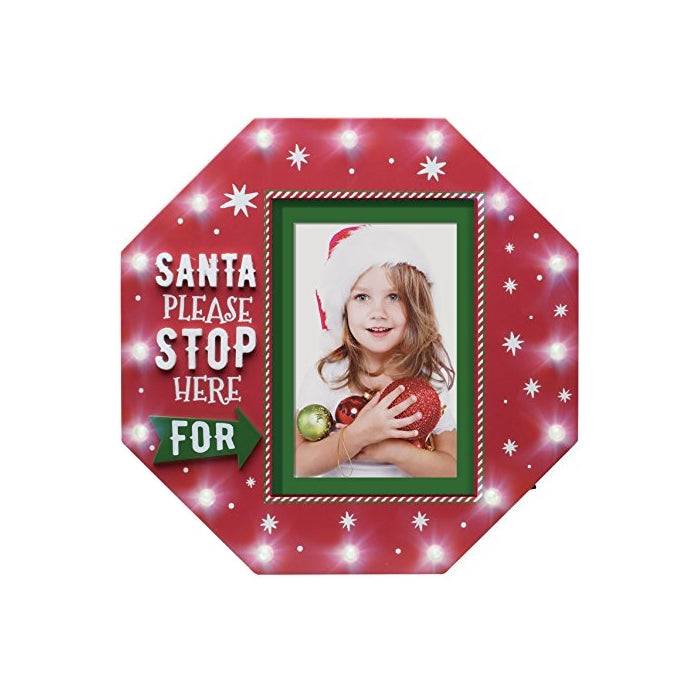 Light Up Santa Please Stop Here Picture Frame