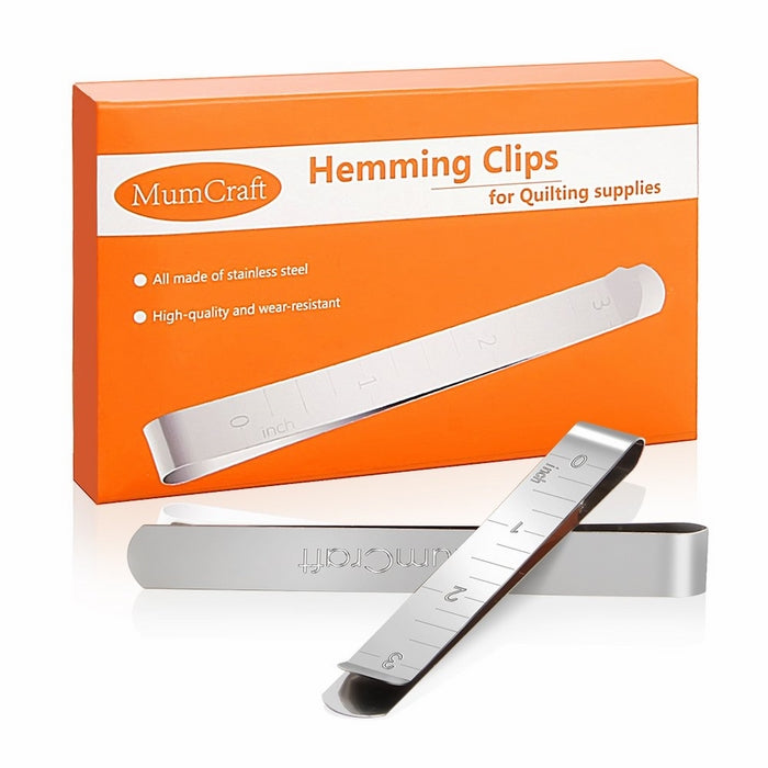 MumCraft Quilting Supplies Set of 15 Stainless Steel Hemming Clips 3 inches Measurement Ruler Sewing Clips for Wonder Clips, Pinning and Marking Sewing Project