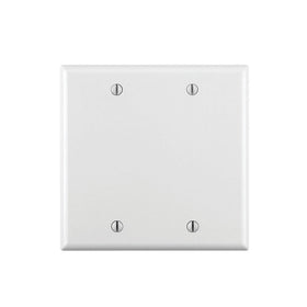 Leviton 88025 2-Gang No Device Blank Wallplate, Standard Size, Thermoset, Box Mount, White