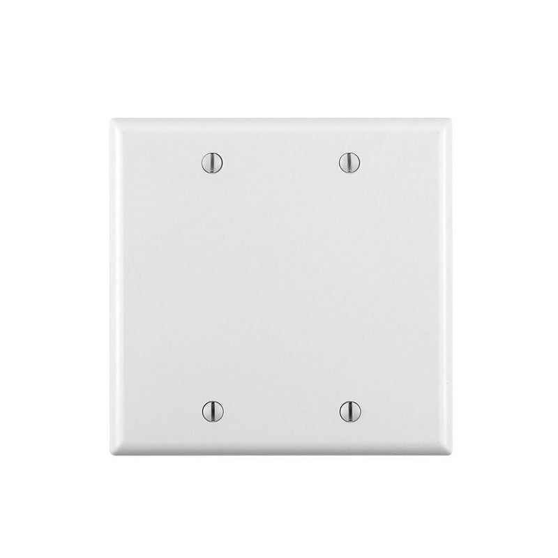 Leviton 88025 2-Gang No Device Blank Wallplate, Standard Size, Thermoset, Box Mount, White