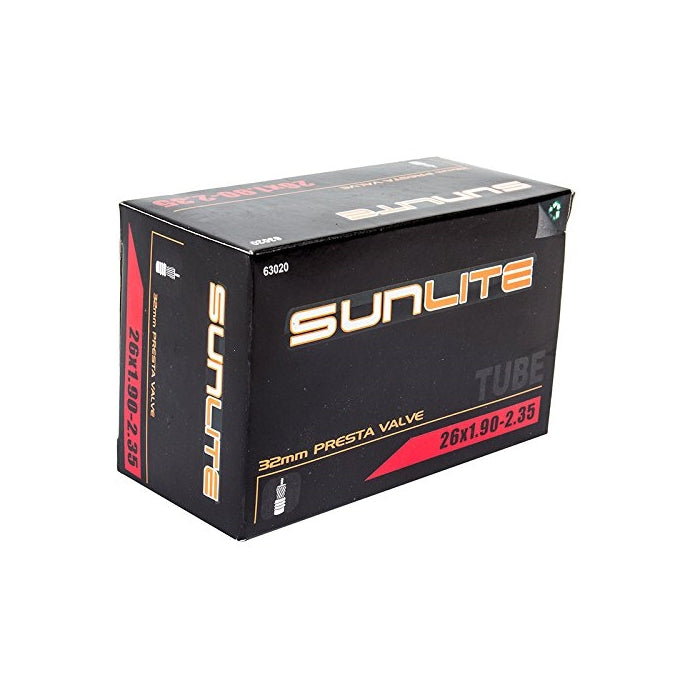 Sunlite Standard Presta Valve Tubes, 26 x 1.90 - 2.35" / 32mm, Black