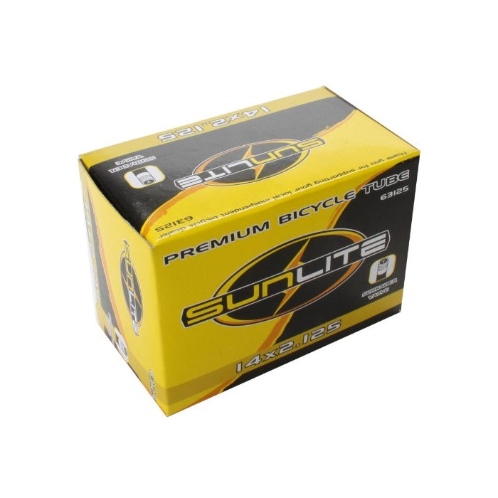 Sunlite Standard Schrader Valve Tubes, 14 x 2.125" / 32mm Valve, Black