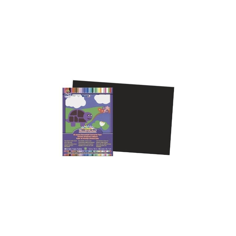 SunWorks PAC6307 Construction Paper, 12-Inches by 18-Inches, 50-Count, Black (6307)