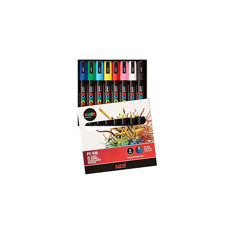 Uni Posca Paint Marker Pen, Medium Point, Set of 8 (PC-5M8C)