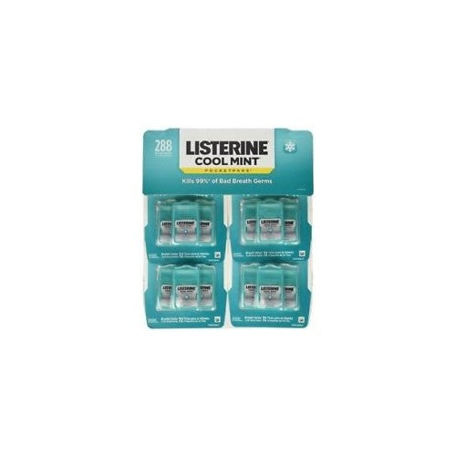 Listerine Cool Mint Pocketpaks Breath Strips Kills Bad Breath Germs, 24-Strip Pack (12 Pack)