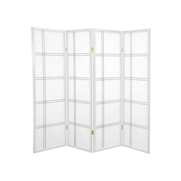 Oriental Furniture 5 ft. Tall Double Cross Shoji Screen - White - 4 Panels