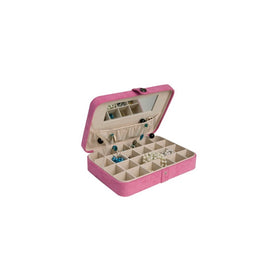 Mele & Co. Maria Plush Earring and Ring Holder Jewelry Box, 24 Sections (Pink)