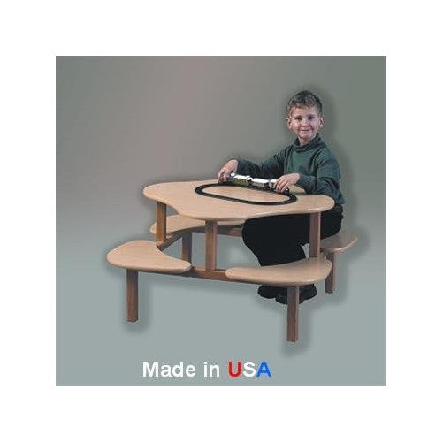 Wild Zoo Furniture Childs Play Table for 1-4 Kids, Ages 2 to 5, Maple/Tan