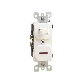 Leviton Combination Switch Single Pole 15 Amp 120 V White Csa Carded