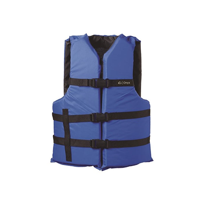 ONYX General Purpose Boating vest, Universal Adult, Over 90#, 30-52-Inches Chest, Blue/Black