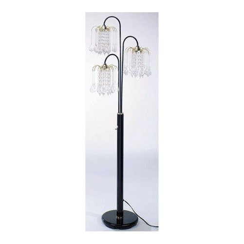 Floor Lamp with 3 Crystal-Like Shades in Black Finish