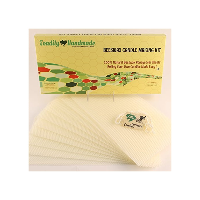 Make Your Own Candle Kit - 100% Beeswax Candles - Do It Yourself! 10 Full Size Sheets (Approx. 8" X 16 1/2") in IVORY - Wick and Instructions Included!