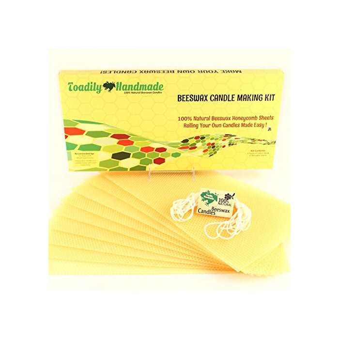 Make Your Own Candle Kit - 100% Beeswax Candles - Do It Yourself! 10 Full Size Sheets (Approx. 8" X 16 1/2") in BUTTERCUP - Wick and Instructions Included!