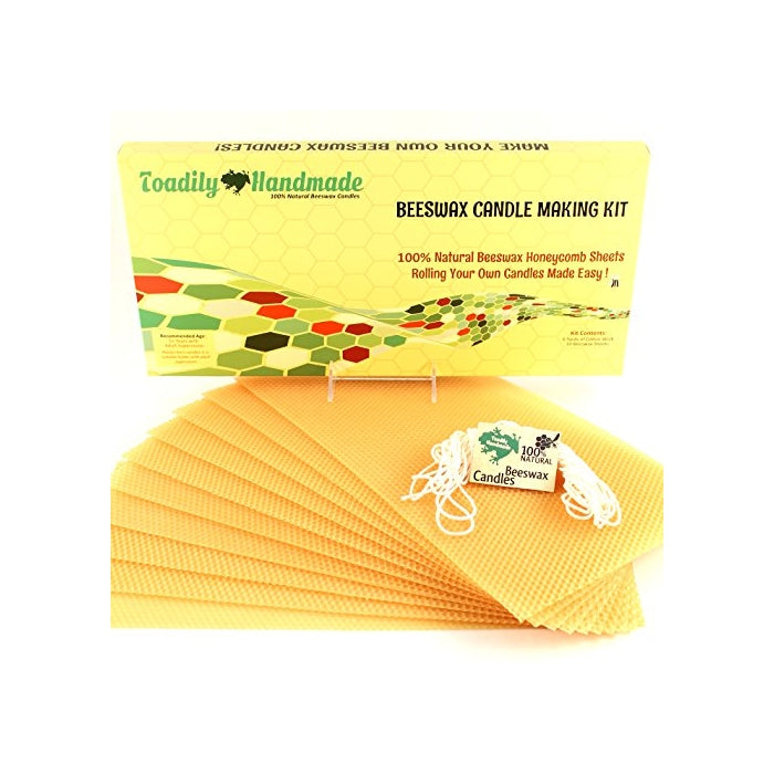 Make Your Own Candle Kit - 100% Beeswax Candles - Do It Yourself! 10 Full Size Sheets (Approx. 8" X 16 1/2") in GOLD - Wick and Instructions Included!