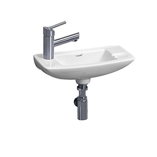 Whitehaus WH1-103L-WH Isabella 17-1/2-Inch Small Wall-Mount Lavatory Basin with Center Drain and Left-Hand Faucet Drilling, White