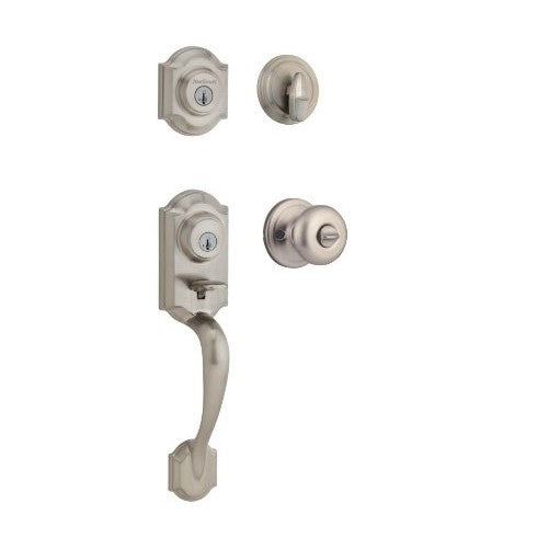 Kwikset Montara Single Cylinder Handleset w/Juno Knobfeaturing SmartKey in Satin Nickel