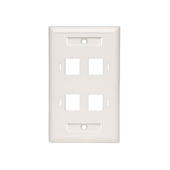 Tripp Lite Quad Outlet RJ45 Universal Keystone Face Plate/Wall Plate, White, 4-Port (N042-001-04-WH)