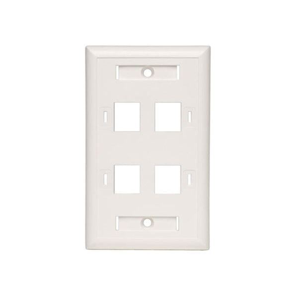 Tripp Lite Quad Outlet RJ45 Universal Keystone Face Plate/Wall Plate, White, 4-Port (N042-001-04-WH)