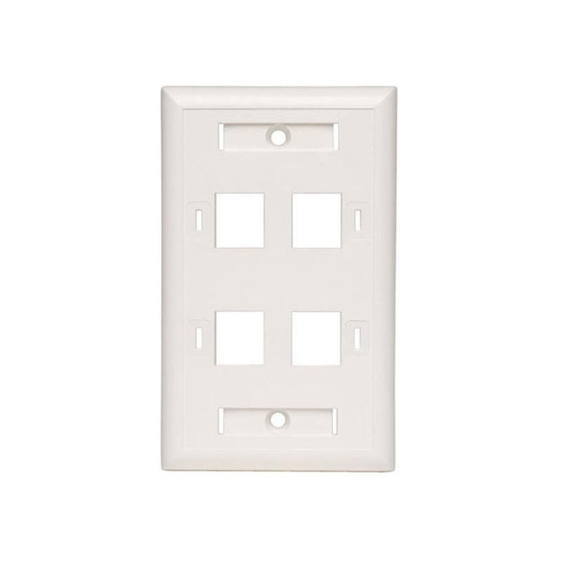 Tripp Lite Quad Outlet RJ45 Universal Keystone Face Plate/Wall Plate, White, 4-Port (N042-001-04-WH)