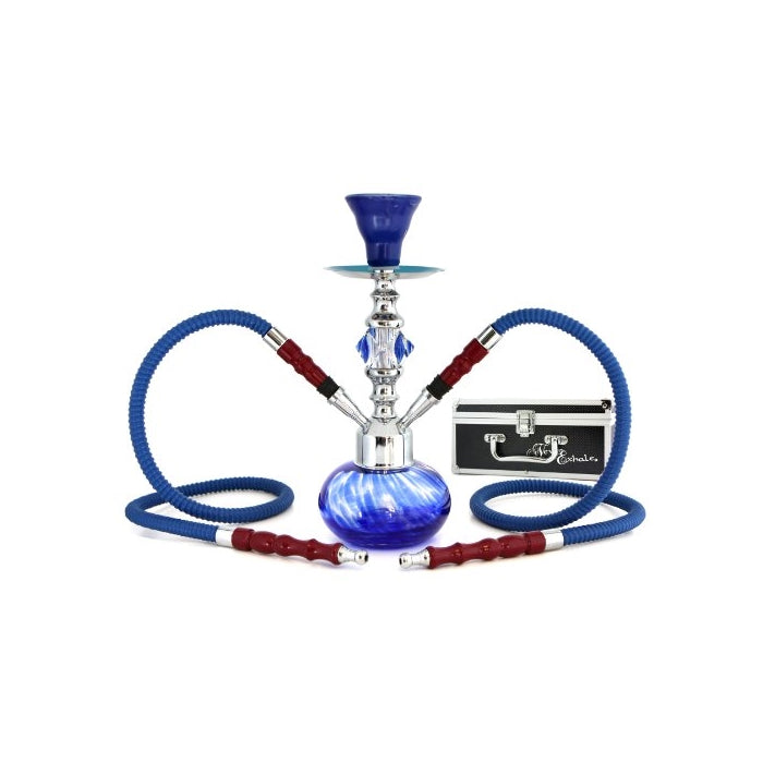 GSTAR Premium Series: 11" 2 Hose Hookah Complete Set w/ Carry Case (Optional) - Swirl Glass Vase (Ocean Blue w/ Case)